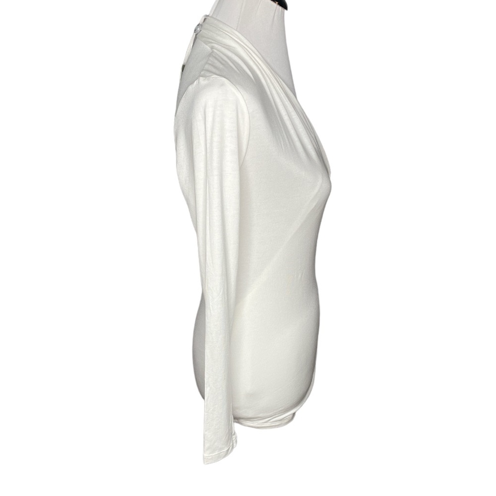 Pure Collection Soft Jersey Wrap Long Sleeve Modal Top White Size 4 - Picture 3 of 9